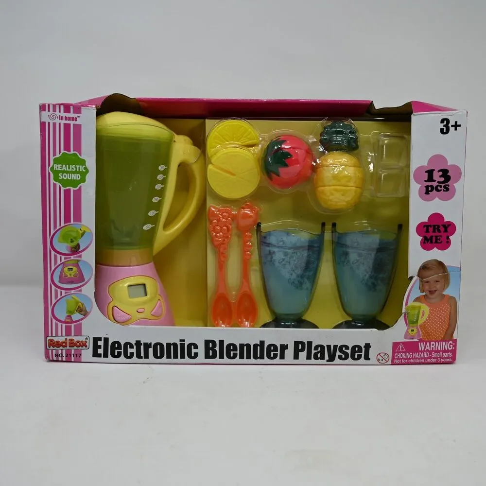Red Box Electronic Blender Playset 13-Piece Pretend Kitchen Toy w Box